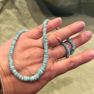 NATURAL INDIAN AMAZONITE GRADUATED NECKLACE IN STERLING SILVER 60CTS